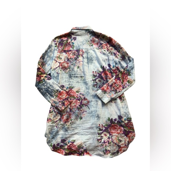 Vintage Goa Floral Multicolor Button Up Blouse Medium Cotton Lightweight - Picture 4 of 6